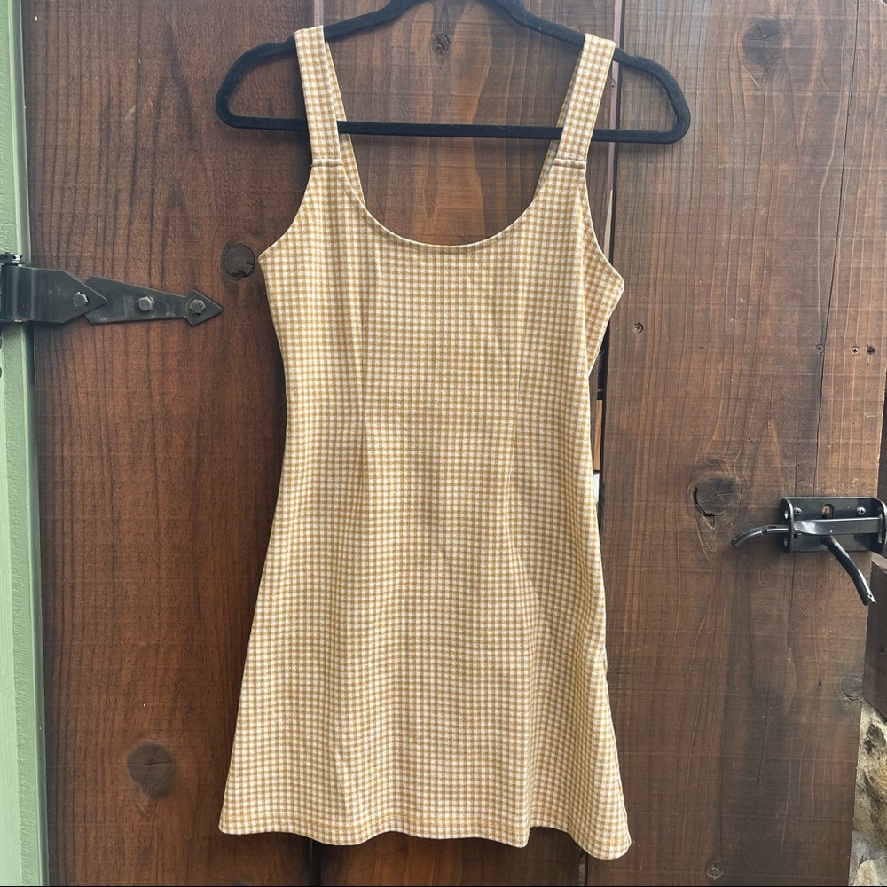 Mustard Yellow Gingham Mini Dress